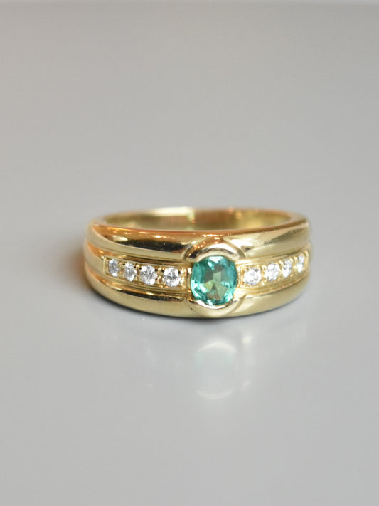 H. Stern 18K Gold Emerald and Diamond Ring