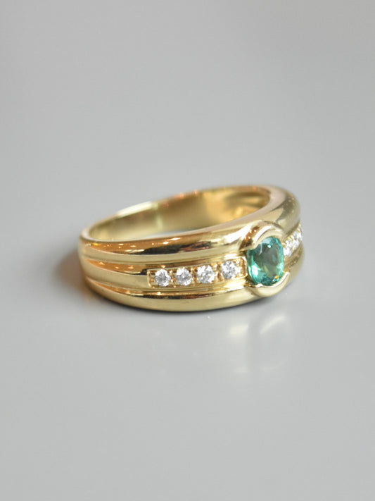 H. Stern 18K Gold Emerald and Diamond Ring