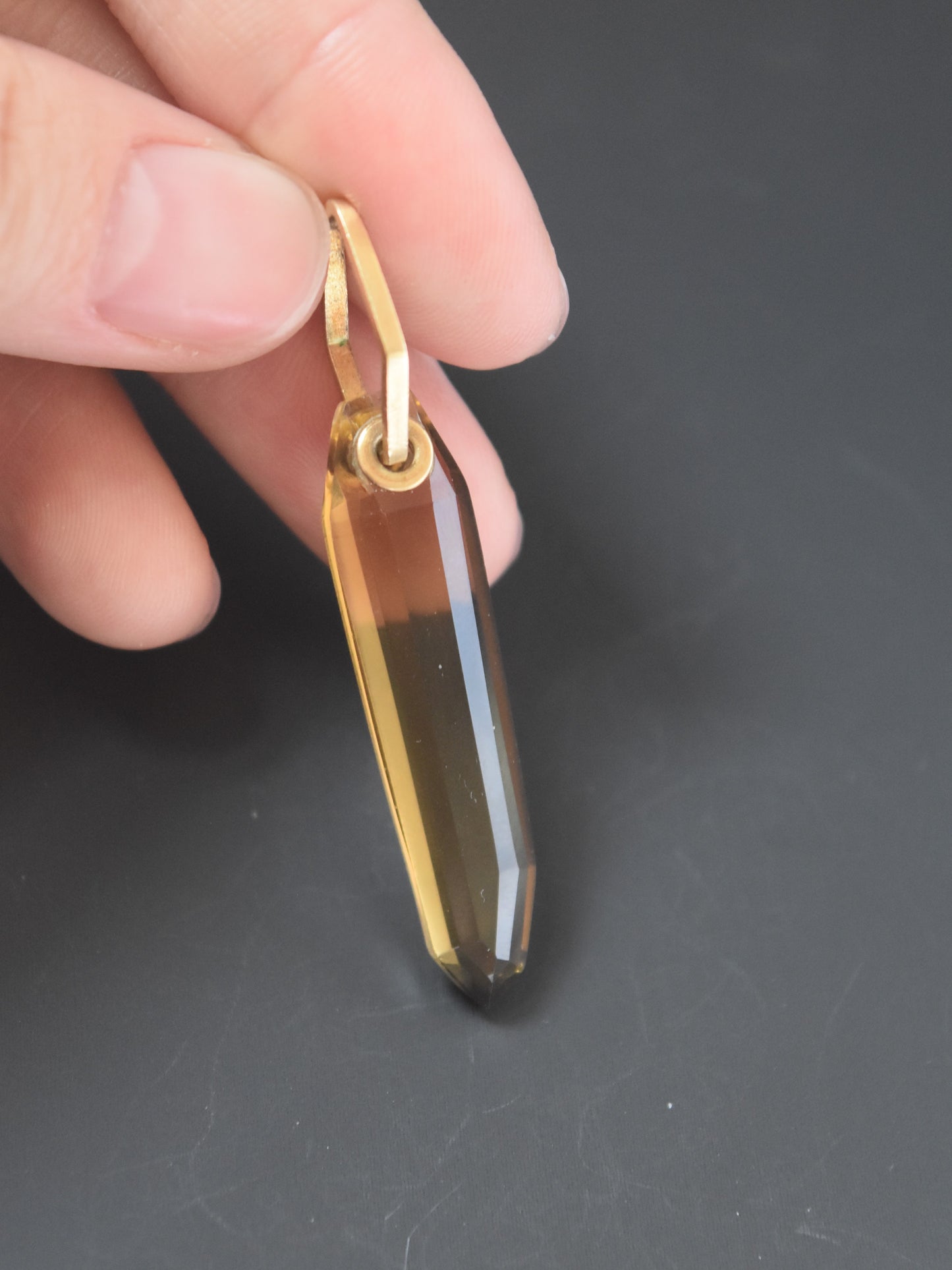 Vintage 14K Gold Smoky Quartz Pendant