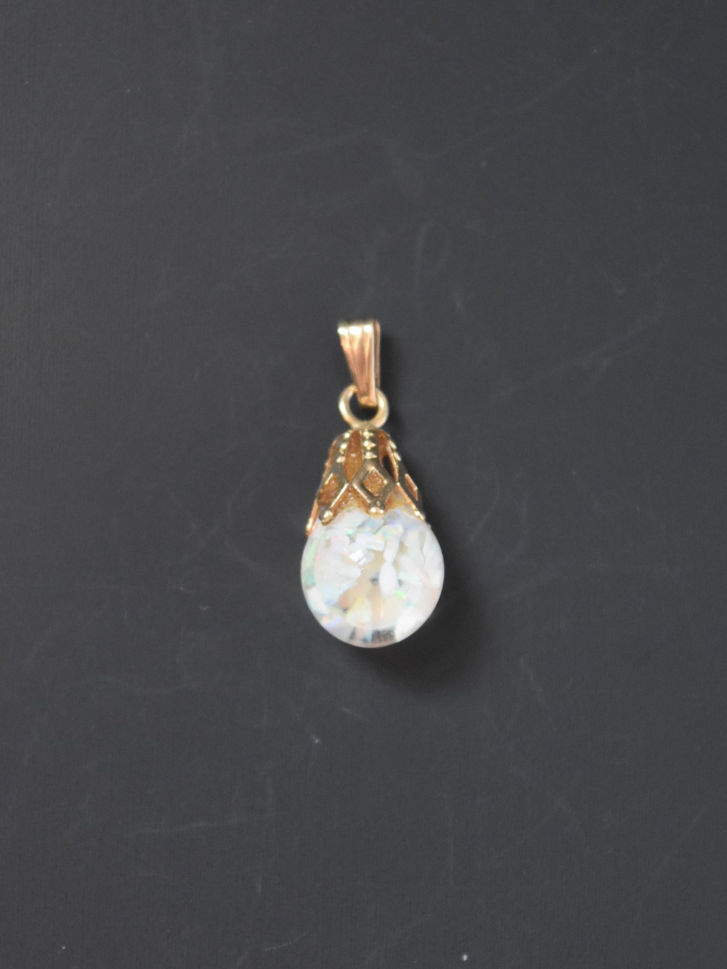 Vintage 14K Gold Crushed Floating Opal Charm