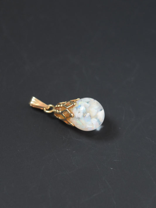 Vintage 14K Gold Crushed Floating Opal Charm