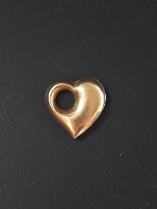 Vintage 14K Gold Puffy Donut Heart Pendant Charm