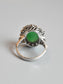 Bague Art Déco Platinum Jade Diamond Halo SZ 6.5