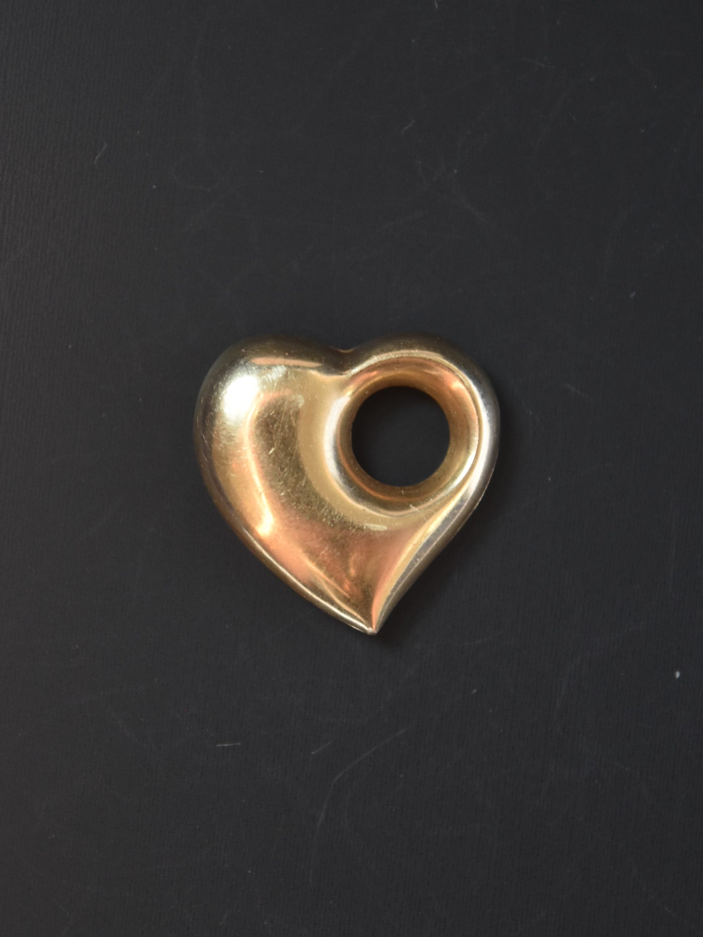 Vintage 14K Gold Puffy Donut Heart Pendant Charm