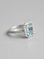 Platinum Aquamarine Diamond Pavé Halo Ring