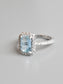 Platinum Aquamarine Diamond Pavé Halo Ring