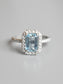 Platinum Aquamarine Diamond Pavé Halo Ring