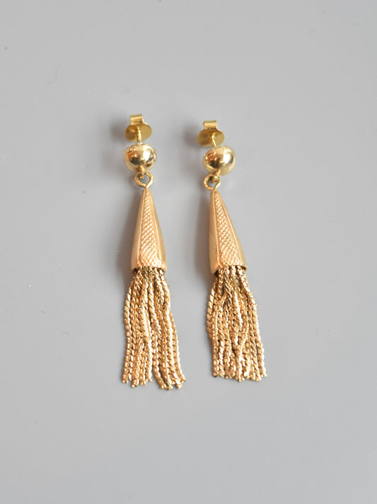 Vintage 18K Gold Tassel Drop Earring