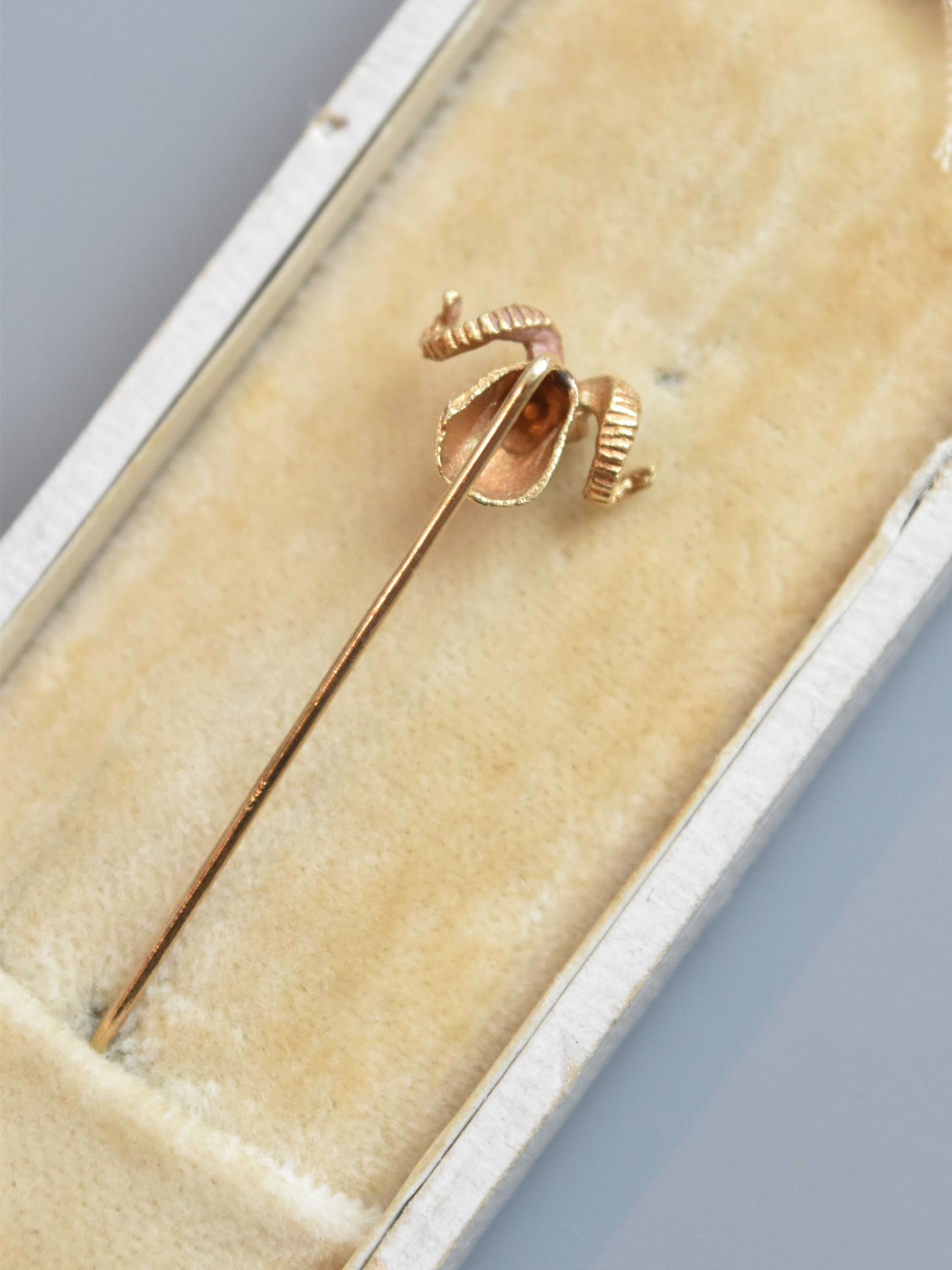 Antique 14k Gold Solid Ram Profile Stick Pin