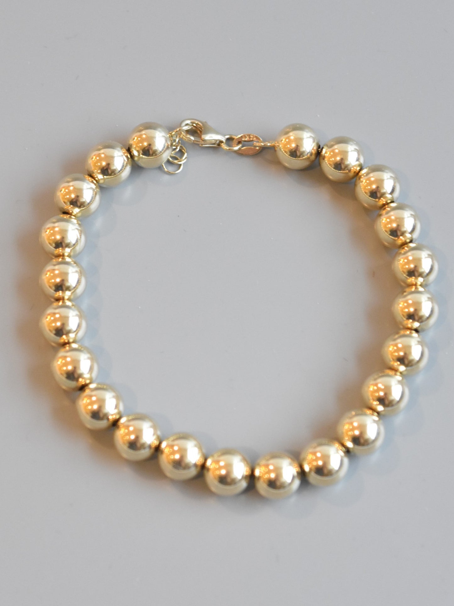 14K Gold 8.0 mm Beaded Bracelet 7.5 inch