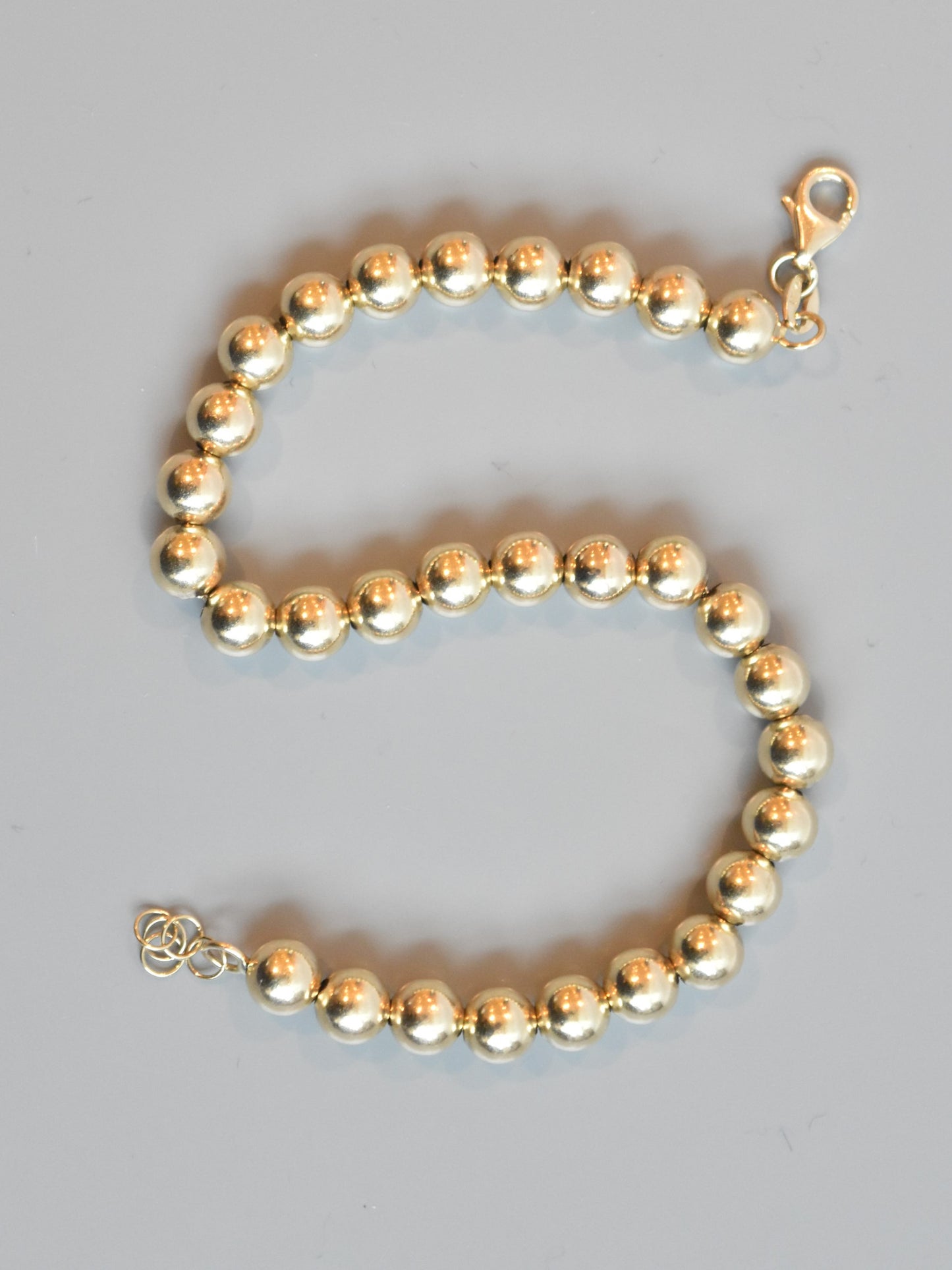 14K Gold 6.0 mm Beaded Bracelet 7.5 inch