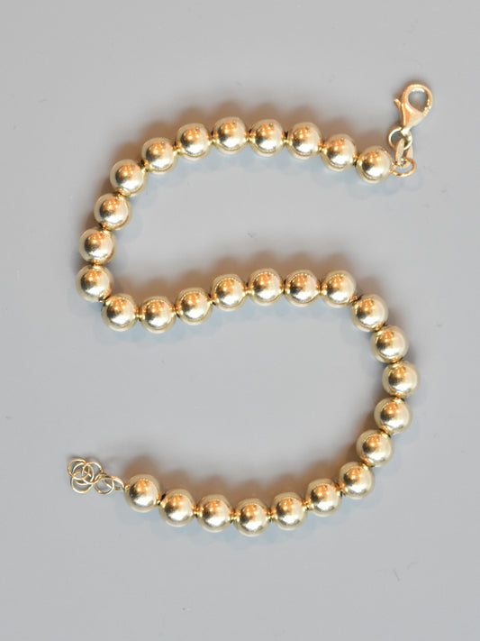 14K Gold 6.0 mm Beaded Bracelet 7.5 inch