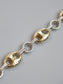 14K Gold Two Tone Faceted Puffed Mariner Bracelet 7.5 inch