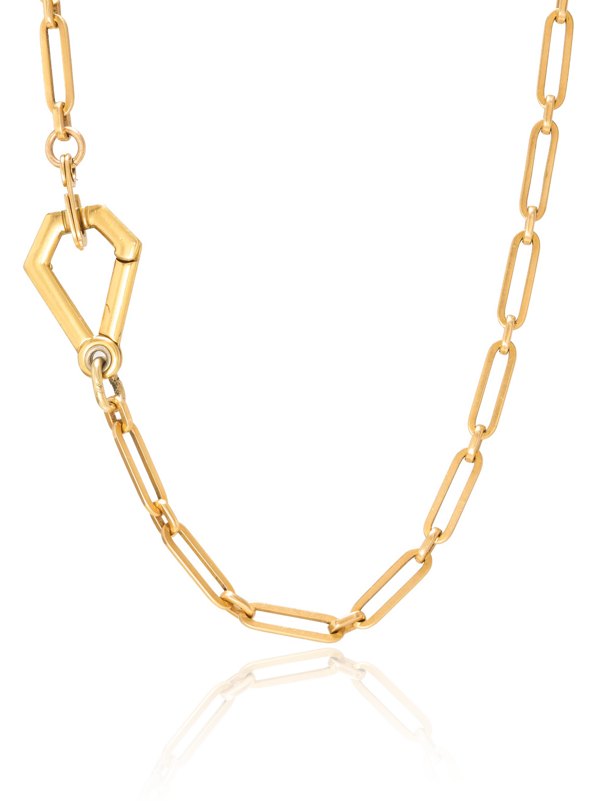 Vintage 14K Gold Trombone Link Watch Chain Necklace