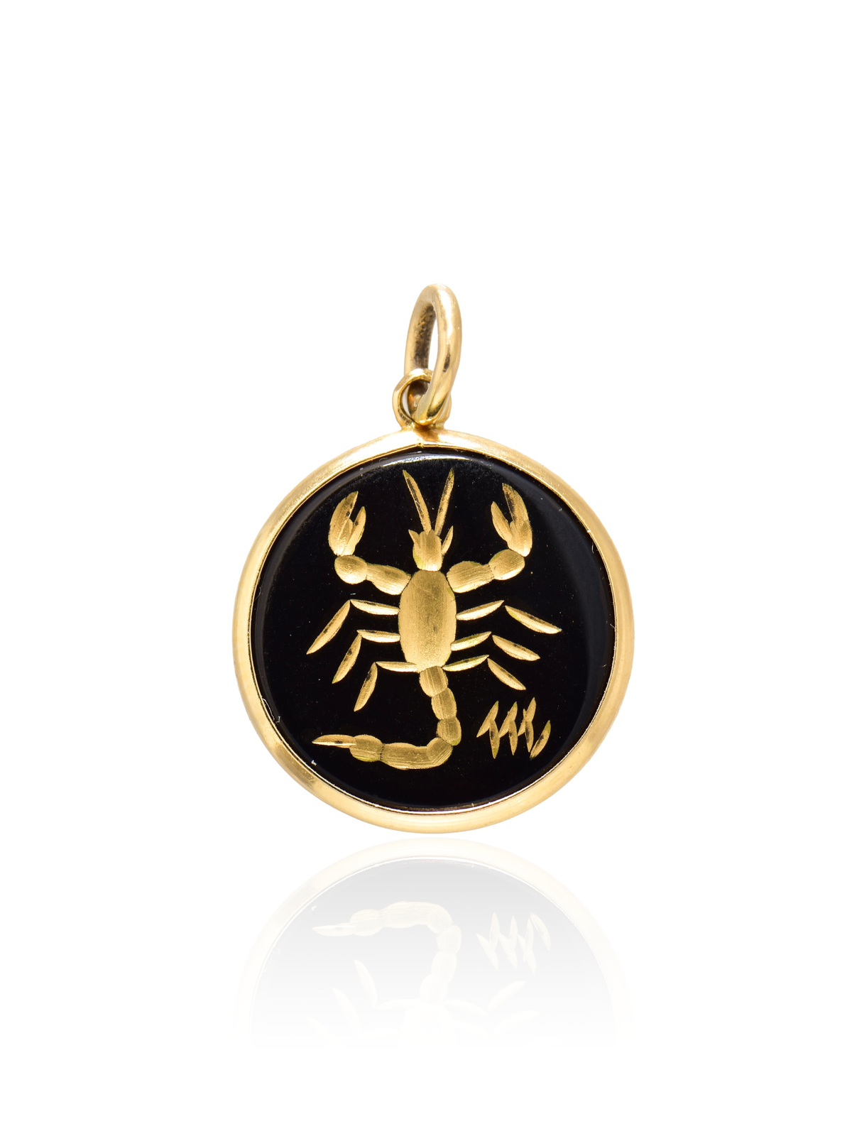 14K Gold Scorpio Onyx Charm