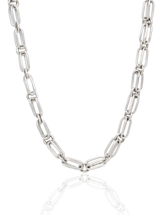 Vintage Italian 18K Gold Interlocking Paper Clip Chain Necklace