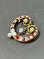 Antique 14K Gold Ruby Diamond Saltwater Pearl Brooch