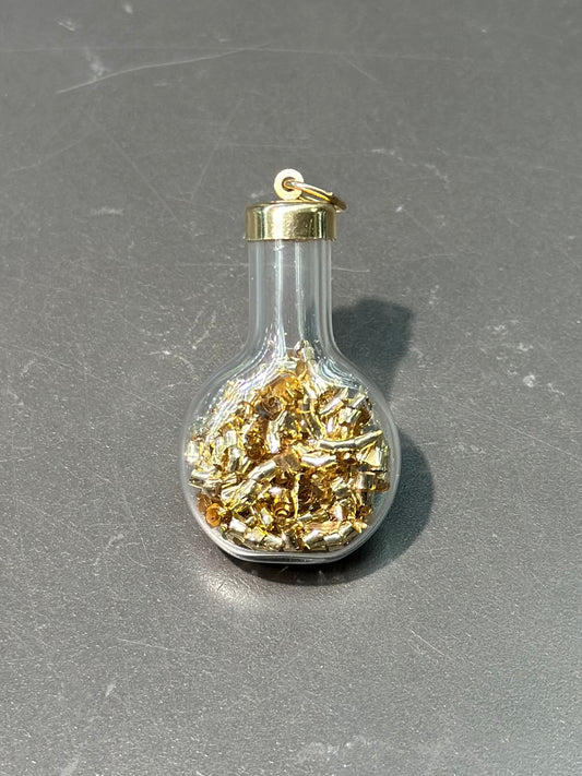 复古 14K 金粉瓶吊坠饰品