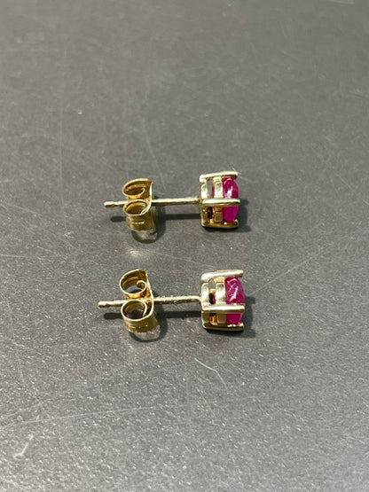 14K Yellow Gold Ruby Stud Earring
