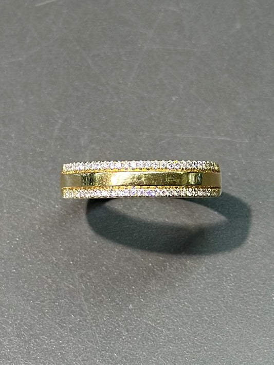 14K Gold Half Diamond Band Ring SZ 6