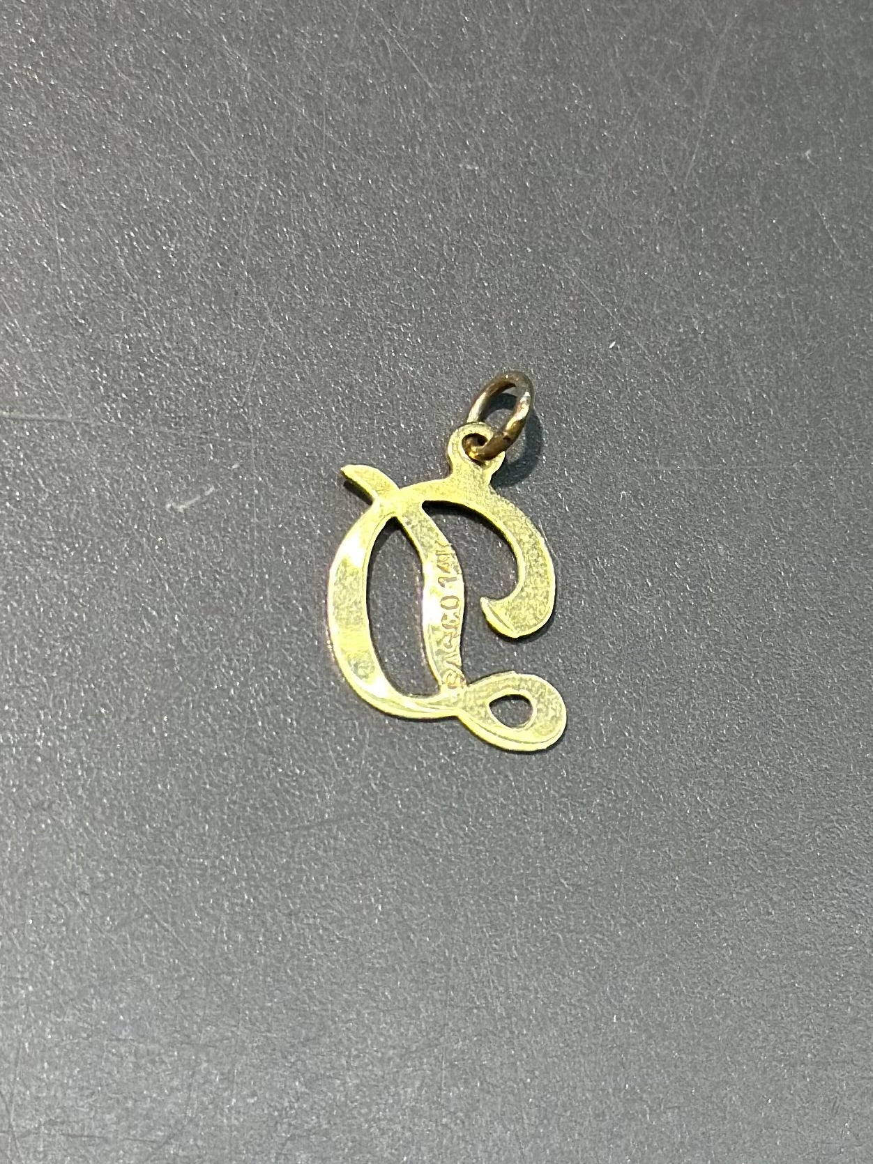 Vintage 14K Gold Script D Letter Charm