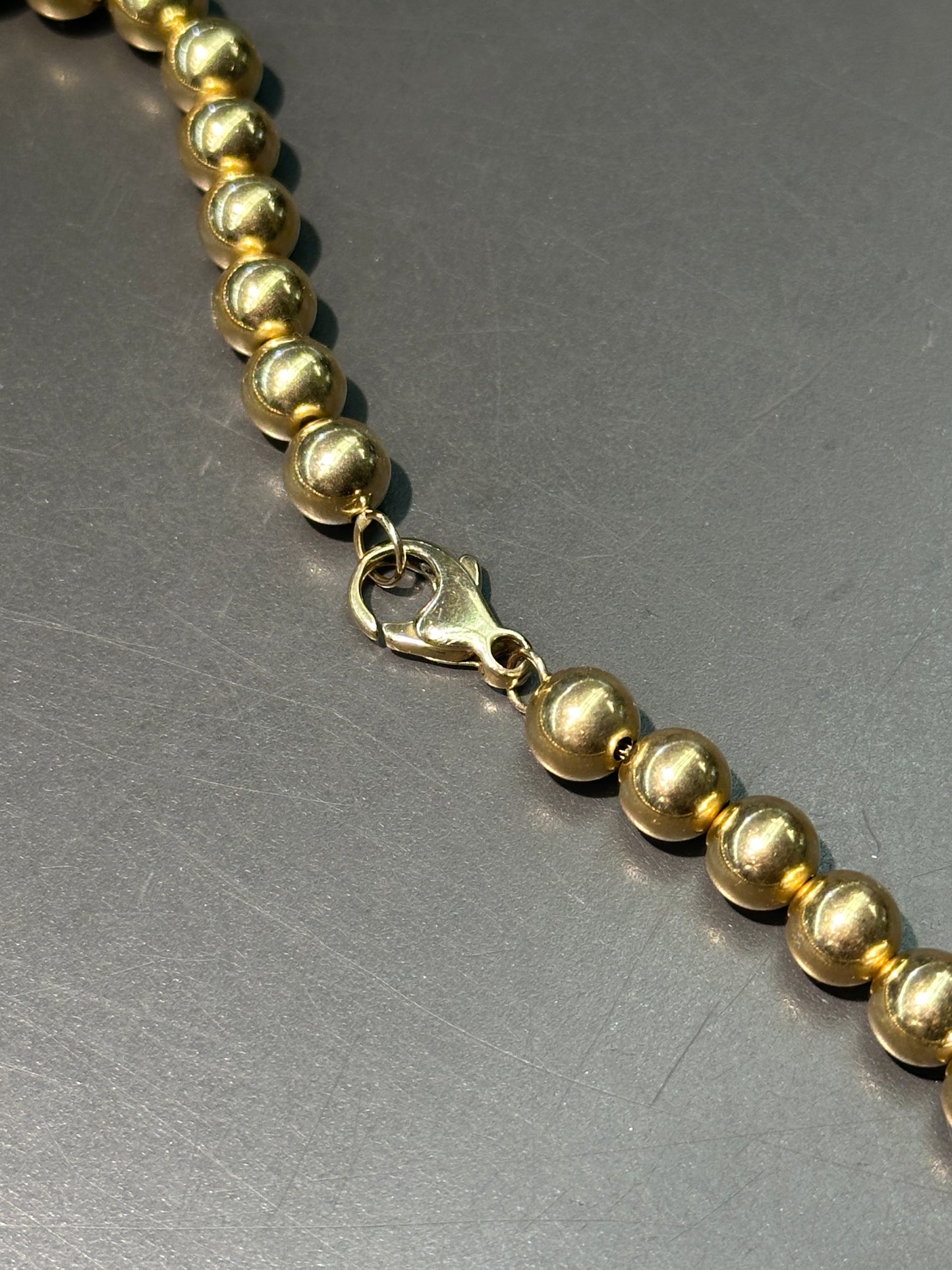 Vintage 14K Yellow Gold 7.0 mm Bead Necklace