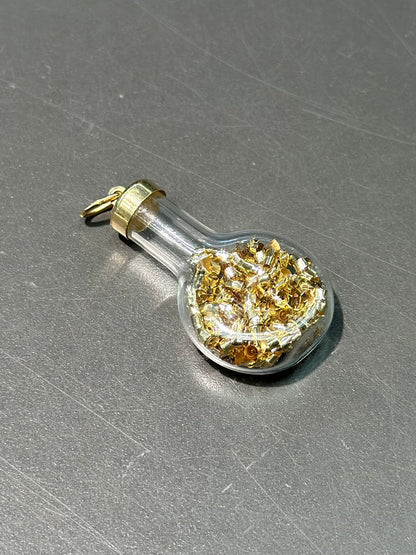复古 14K 金粉瓶吊坠饰品