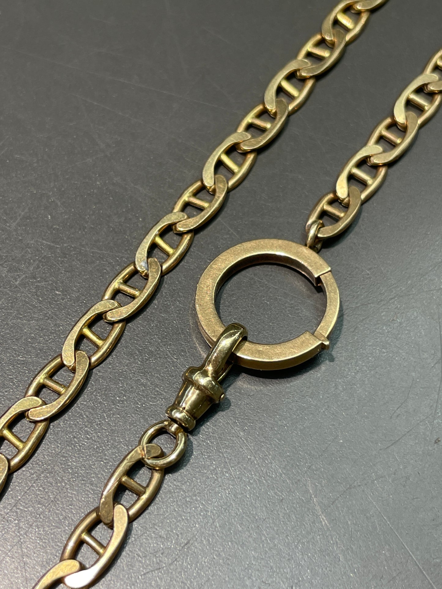 Vintage 14K Gold Mariner Chain Link Watch Chain Necklace
