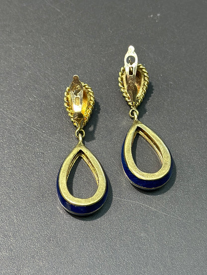 复古蒂芙尼 18K 金珐琅耳坠