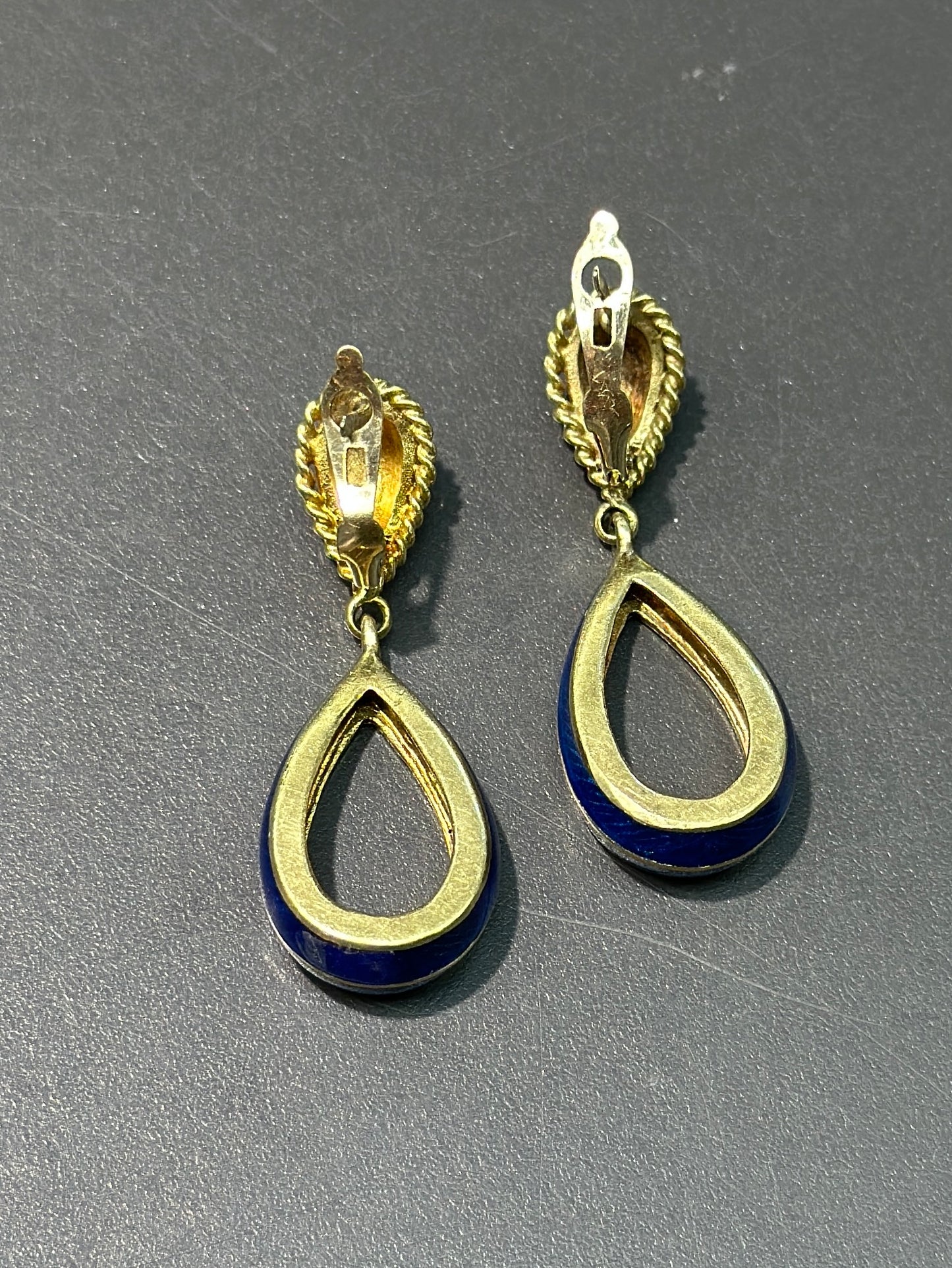 Vintage Tiffany & Co. 18K Gold Enamel Drop Earrings