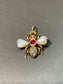 Antique 18K Gold 0.05 CTW Diamond Ruby Bee Charm