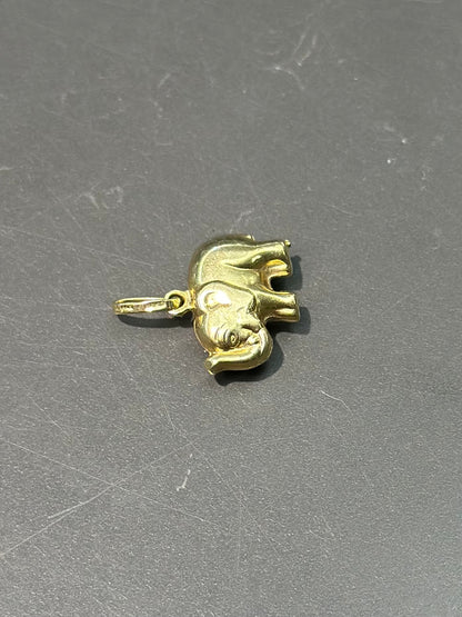 复古意大利 14K 金空心大象吊饰