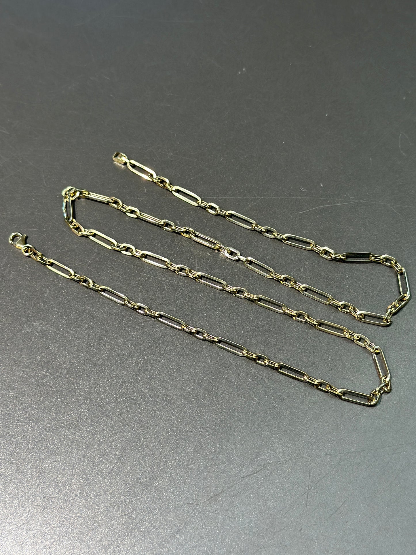 14K Gold Medium Hollow Paper Clip Link Necklace 20.0”