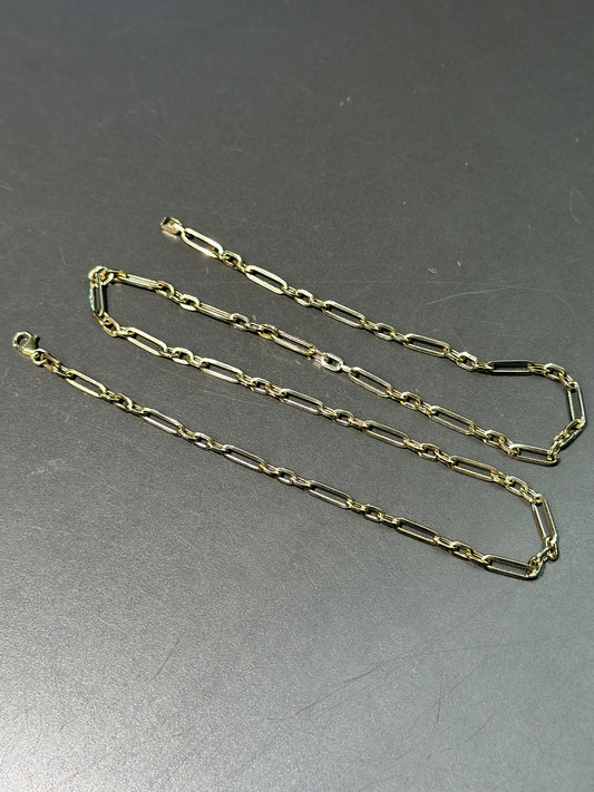 14K Gold Medium Hollow Paper Clip Link Necklace 20.0”