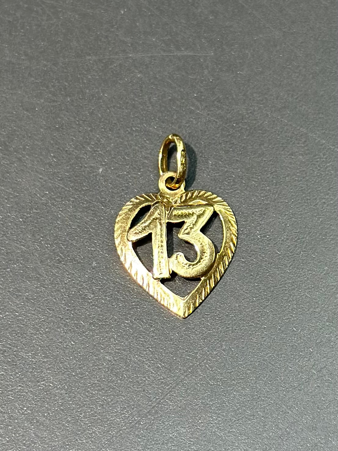 Vintage 14K Gold Open Heart Number “13” Charm