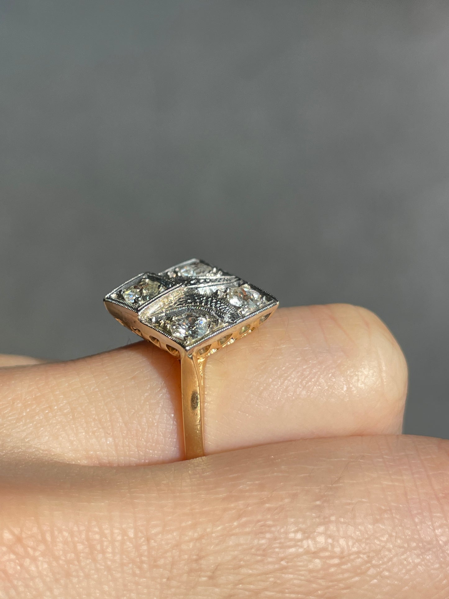 Art Deco 14K Two-Tone Gold 0.80 CTW Diamond Filigree Cocktail Ring