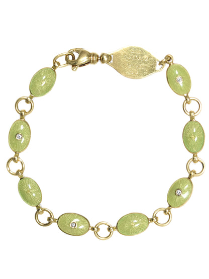 Faberge 18K Gold Diamond Guilloche Enamel Link Bracelet