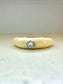 18K Gold Cream White Enamel Diamond Ring SZ 5.5