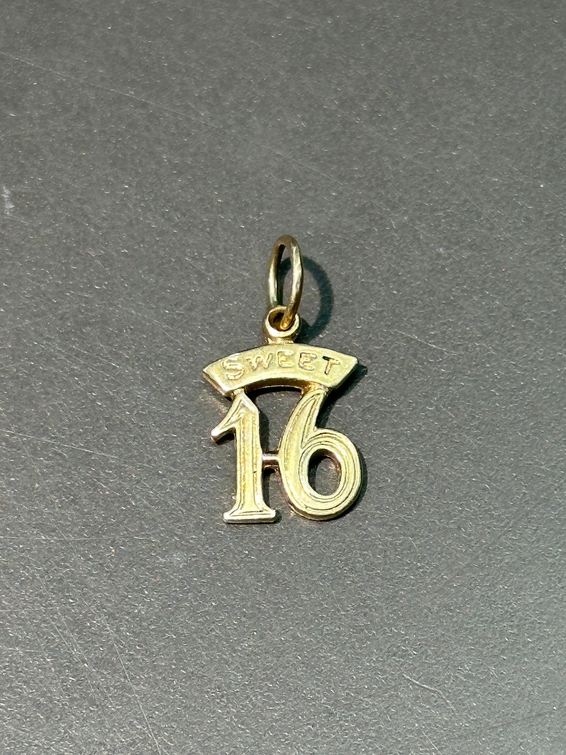 Vintage 14K Gold Sweet Sixteen Charm - Main Image