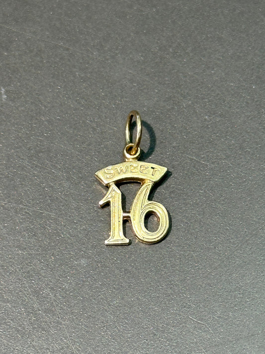 Vintage 14K Gold Sweet Sixteen Charm