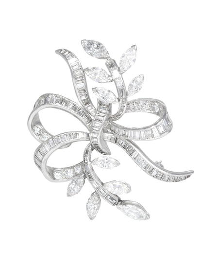 Mid-Century Platinum 9.18 CTW Diamond Spray Pendant Brooch