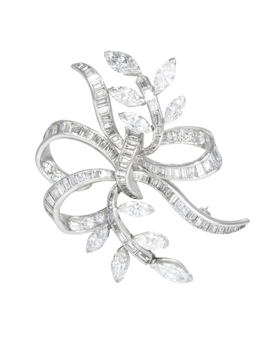 Mid-Century Platinum 9.18 CTW Diamond Spray Pendant Brooch