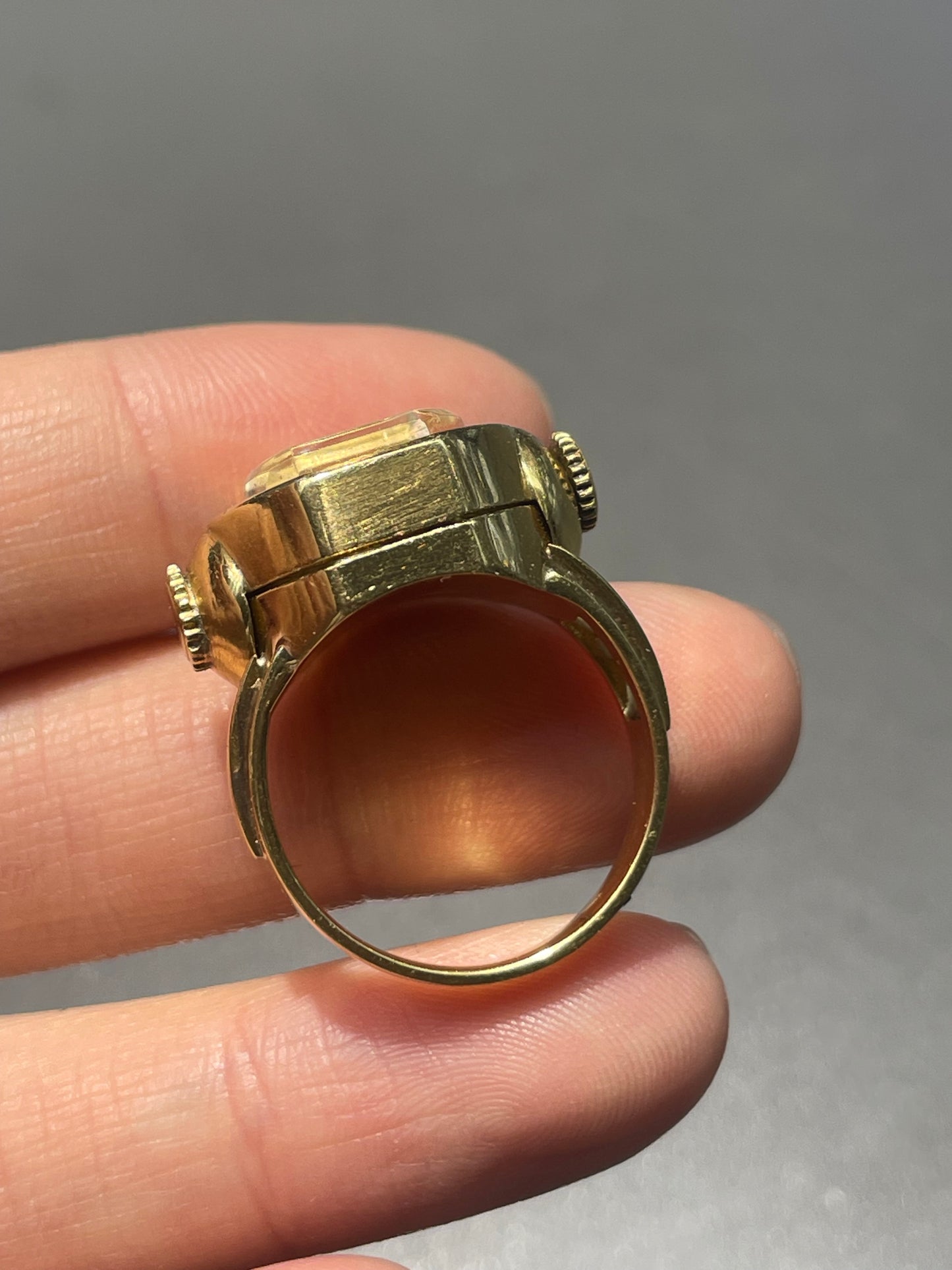 Retro French 18K Yellow Gold Working Watch Ring