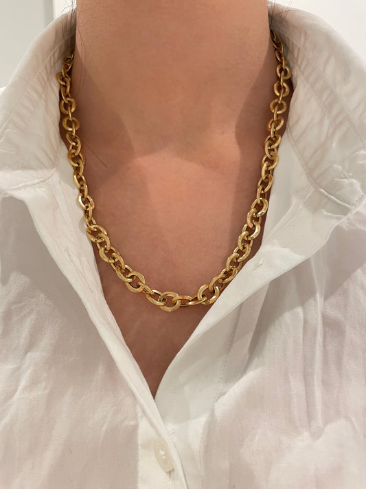 14K Gold Faceted Oval Link Chain Necklace 20.0 inch