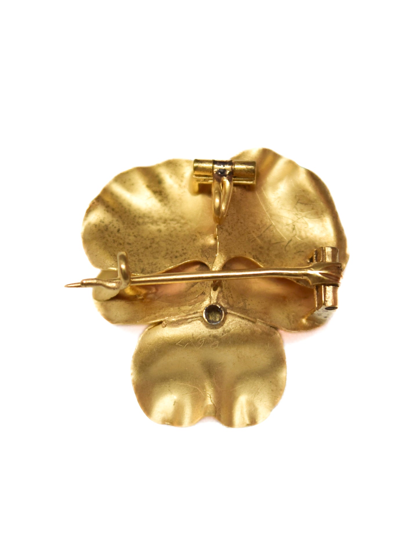 Antique 14K Gold Diamond Pansy Brooch Pendant