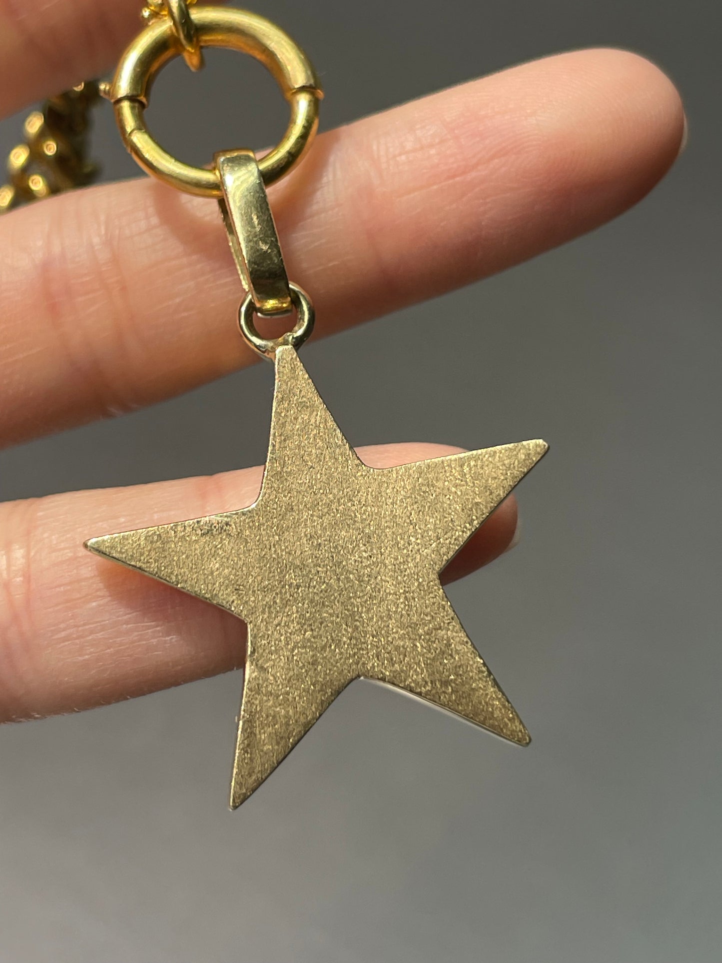 Vintage 18K Yellow Gold Solid Extra Large Star Pendant