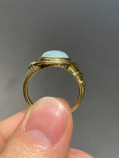 Contemporary 18K Gold Opal Diamond Coil Band Ring