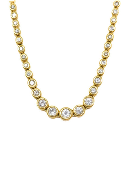 14K Gold 6.25 CTW Diamond Bezel Graduated Tennis Necklace
