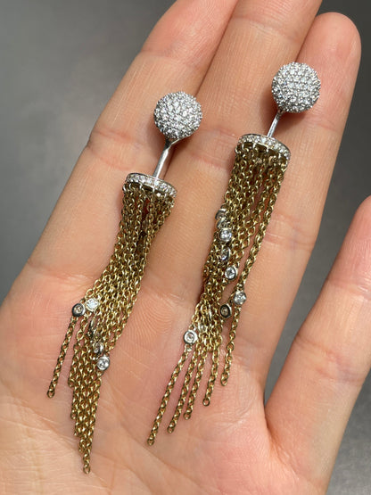 14K Gold Day and Night Diamond Mesh Chandelier Drop Earring