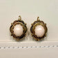 Antique 14K Gold Angel Skin Coral Cabochon Earring